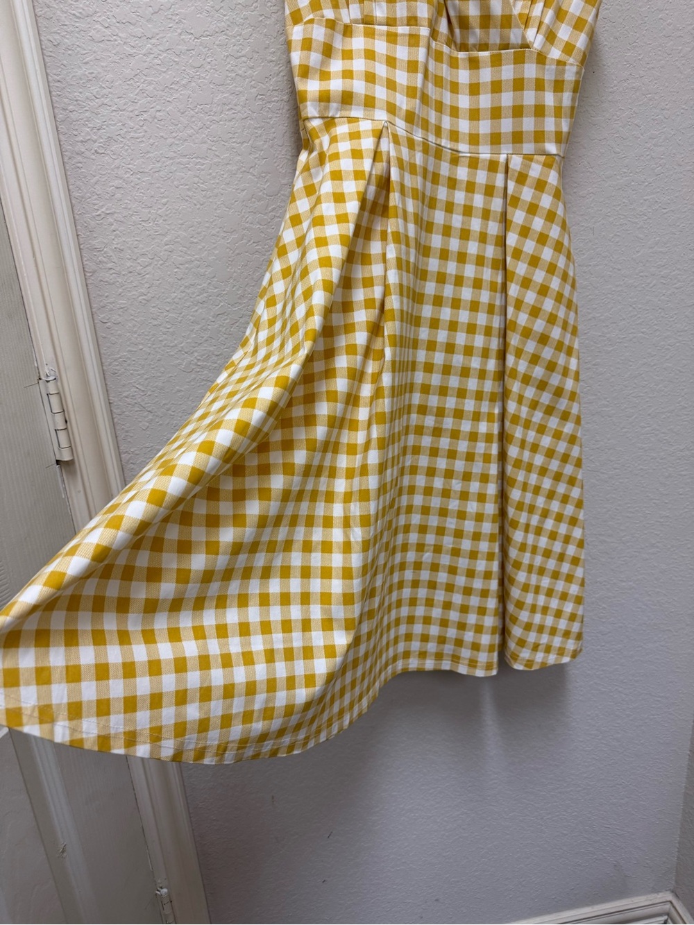 Yellow Gingham Tie-Shoulder Midi Dress - Picture 3 of 14
